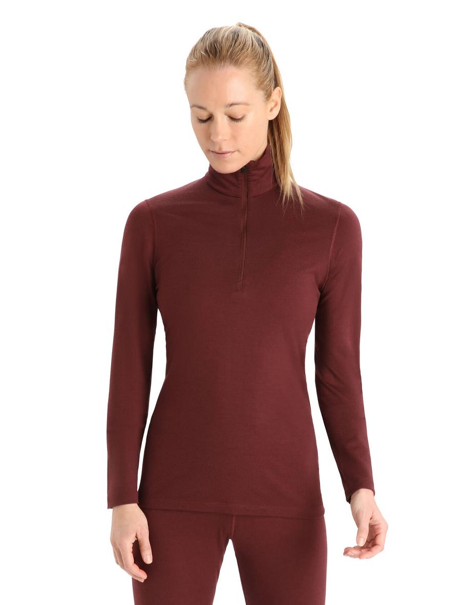 Base Layers Icebreaker Merino 200 Oasis Long Sleeve Half Zip Thermal Top Damskie Czerwone | PL 1045AHKP